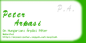 peter arpasi business card